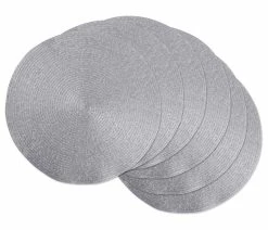 Flash Sale 😀 Design Imports DII Metallic Silver Round Polypropylene Woven Placemat, Set Of 6 👏