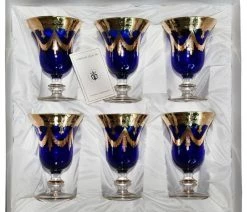 Promo 😍 Interglass Italy Set Of 6 Crystal Glasses, 24K Gold-Plated (Wine Goblets, Blue) 💯 -Tabletop Sales Store 5b918d990d405207 8246 w800 h800 b1 p0