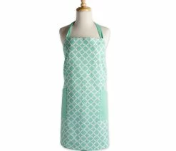 Wholesale 🔥 Design Imports DII Aqua Lattice Print 2-Pocket Apron ⌛