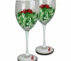 Best deal ⌛ Golden Hill Studio Mistletoe Wine, Set Of 2 🎉