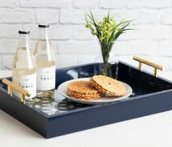 Flash Sale 🎁 Uniek Caspen Rectangle Decorative Tray, Navy Blue 12.25x16.5 🎉 -Tabletop Sales Store 5ce177300fbc2d59 5029 w800 h800 b0 p0