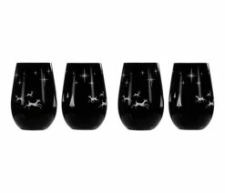 Cheap 😉 Rolf Glass Wonderland Black/Silver Tumbler 16.5oz, Set Of 4 👏