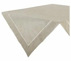 Best Sale โค๏ธ Saro Lifestyle Classic Hemstitched Linen Blend Tablecloth, Natural, 60"x60" Square ๐