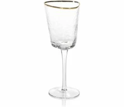 Coupon 🔔 Zodax Kampari Triangular Wine Glasses With Gold Rim, Set Of 4 😍