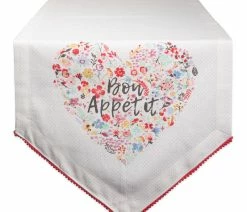 Discount ✨ Design Imports Bon Apetit Sleur Heart Print Table Runner 14X72 👏