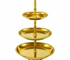 Outlet 🎉 St Croix 22" 3-Tier Beaded Aluminum Stand, Gold ❤️