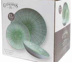 Deals 😍 Godinger Laura Porcelain 12 Piece Dinnerware Set, Green 🔥 -Tabletop Sales Store 6481d65701ba6679 6752 w800 h800 b1 p0