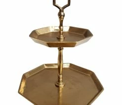 Best Sale 💯 HomeRoots Furniture HomeRoots Vintage Look Octagonal Gold Two Tier Server 😍 -Tabletop Sales Store 6661d76f00ef0836 7337 w800 h800 b1 p0