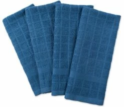 Promo ⭐ Design Imports DII Solid Blue Windowpane Terry Dishtowel, Set Of 4 ❤️
