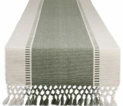 Hot Sale ✔️ Design Imports Artichoke Green Dobby Stripe Table Runner 13"x72" 🎉