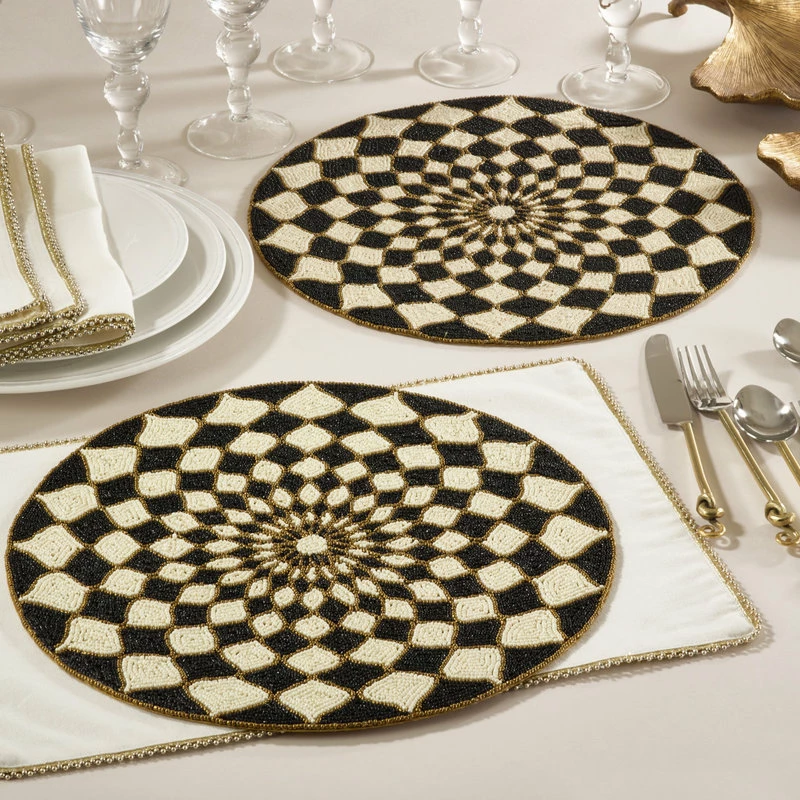 Budget โญ Saro Lifestyle Belagavi Collection Beaded Design Placemat, Set Of 4, 15"x15", Multi, Round ๐ 2 Budget โญ Saro Lifestyle Belagavi Collection Beaded Design Placemat, Set Of 4, 15"x15", Multi, Round ๐ - Image 2