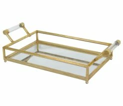 Promo 💯 CosmoLiving By Cosmopolitan Glam Gold Metal Tray 85447 🥰