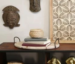 Budget 😉 HomeRoots 18" Oval Natural Ivory-Finished Wood With Curved Black Metal Handles 💯 10 Budget 😉 HomeRoots 18" Oval Natural Ivory-Finished Wood With Curved Black Metal Handles 💯 -Tabletop Sales Store 6d91e06a0f68b623 2726 w800 h800 b0 p0