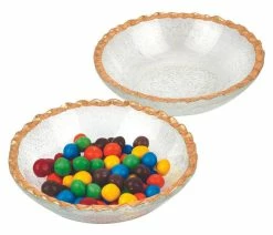 Best reviews of 🔥 HomeRoots Furniture Set Of Two 6" Bubble Glass Bowls With Scalloped Gold Rims 💯