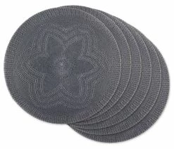 Outlet 😍 Design Imports Gray Floral Pp Woven Round Placemat, Set Of 6 🔔