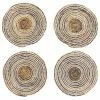 Best deal 😀 Brimfield & May Striped White And Natural Banana Leaf Wicker Round Placemats, Set Of 4 👏