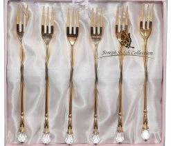 Best deal 🤩 Royal Flatware Royal 6pc 24K Gold Demi Forks Dessert Flatware Set With White Swarovski Stone 😉 -Tabletop Sales Store 7af1298e0d4053dd 1204 w800 h800 b1 p0
