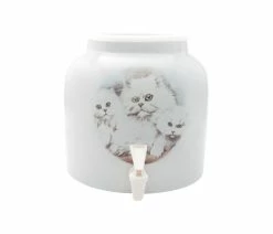 Cheapest 😉 Goldwell Designs® Goldwell Designs White Cats Design Water Dispenser Crock ⌛