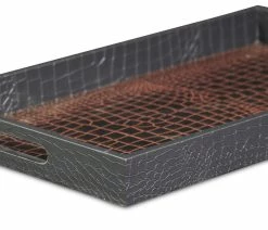 Flash Sale 🎉 Cheungs Faux Snakeskin Vinyl Tray, Brown 🔥 -Tabletop Sales Store 7cb10e130fe0eab0 6046 w800 h800 b0 p0
