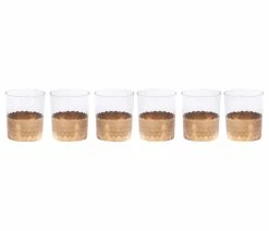 Budget 🎉 Zodax "Vitorrio" Glass Tumbler, Gold (Set Of 6) ✔️