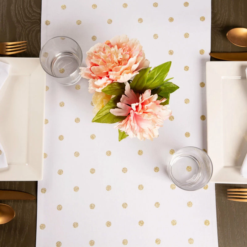 New ✨ Design Imports DII Reversible Polka Dot Table Runner 90 Gold Metallic ✔️ 7 New ✨ Design Imports DII Reversible Polka Dot Table Runner 90 Gold Metallic ✔️ - Image 7