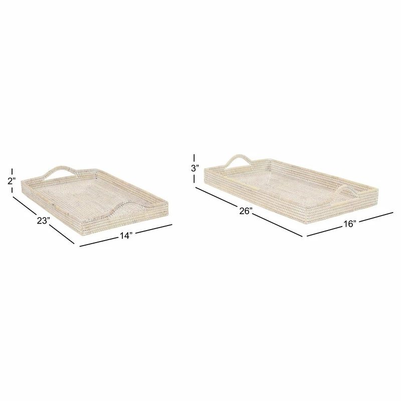 Outlet ๐ Zimlay Set Of 2 Cream Wood Boho Style Tray 35965 ๐ฏ 2 Outlet ๐ Zimlay Set Of 2 Cream Wood Boho Style Tray 35965 ๐ฏ - Image 2