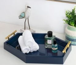 Best Sale ✨ Uniek Lipton Hexagon Tray With Metal Handles, Navy Blue 12x16.5 🤩 -Tabletop Sales Store 83d1ad080fbc2d66 5029 w800 h800 b0 p0