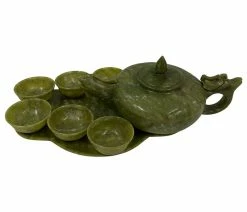 Flash Sale ✨ Golden Treasures Antiques Consigned 20th Century Chinese Jade 9 Pieces Tea Set ⌛