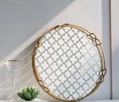 Buy 😉 A&B Home 18" Round Gold Mirrored Serving Tray With Gold Metal, 16" 😍 -Tabletop Sales Store 86411ccd0102fe2b 8978 w800 h800 b0 p0