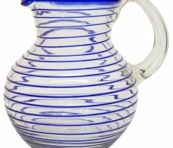 Discount 🛒 NOVICA Blown Glass Pitcher, 'Blue Spiral', Mexico ⌛ 7 Discount 🛒 NOVICA Blown Glass Pitcher, 'Blue Spiral', Mexico ⌛ -Tabletop Sales Store 86414ce00a609492 0477 w800 h800 b1 p0