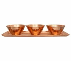 Brand new 🌟 Alchemade 🔨 Hammered Pure Copper Bowls With Tray ⌛