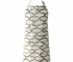 Deals ๐คฉ Exclusive Fabrics & Furnishings, LLC Illusions Silver Grey Printed Cotton Apron, 27"W X 34"L ๐