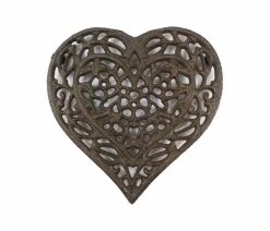 Coupon 🎉 Handcrafted Nautical Decor Cast Iron Heart Shaped Trivet 7" 😀