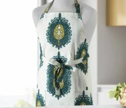 Best reviews of 👏 Exclusive Fabrics & Furnishings, LLC Mayan Teal Printed Cotton Apron, 27"W X 34"L 🎉 -Tabletop Sales Store 8f6118ba025dbbe6 2343 w800 h800 b0 p0