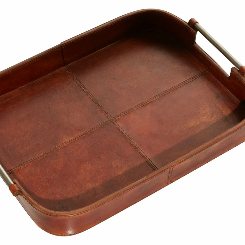 Budget ๐ Brimfield & May Set Of 2 Brown Leather Rustic Tray, 17", 21" 95046 ๐ 3 Budget ๐ Brimfield & May Set Of 2 Brown Leather Rustic Tray, 17", 21" 95046 ๐ - Image 3