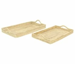 Cheap 🛒 Zimlay Traditional Light Brown Rectangular Set Of 2 Trays 35964 🤩