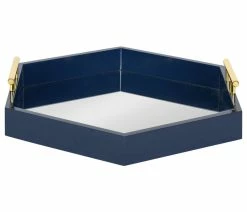 Coupon 😉 Uniek Lipton Hexagon Decorative Tray With Metal Handles, Navy Blue/Mirror 18x18 ❤️ -Tabletop Sales Store 97e1473601fc50ce 6242 w800 h800 b1 p0