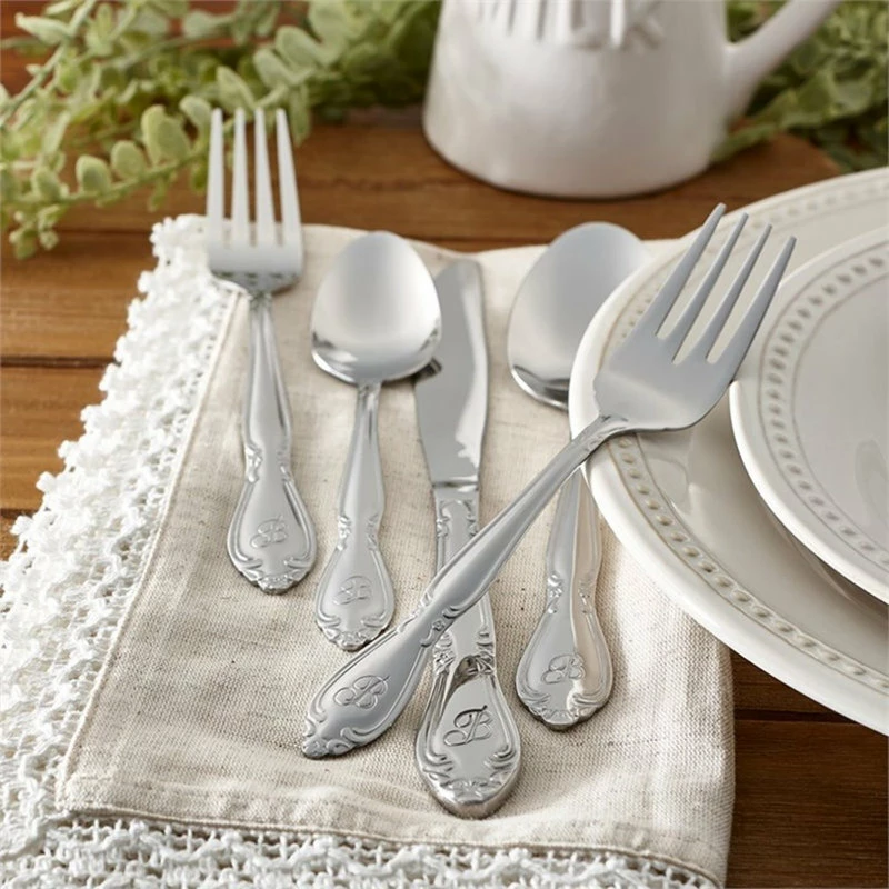 Buy ๐คฉ RiverRidge Home RiverRidge Rose 46-Piece Stainless Steel Letter E Flatware Set In Silver ๐ 2 Buy ๐คฉ RiverRidge Home RiverRidge Rose 46-Piece Stainless Steel Letter E Flatware Set In Silver ๐ - Image 2
