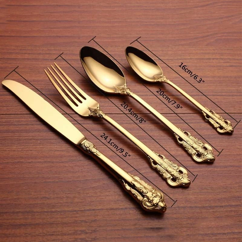 Best Pirce โค๏ธ Morsale 24-Piece Vintage 18K Gold Plated Stainless Steel Silverware Set, 6 Settings ๐ 8 Best Pirce โค๏ธ Morsale 24-Piece Vintage 18K Gold Plated Stainless Steel Silverware Set, 6 Settings ๐ - Image 8