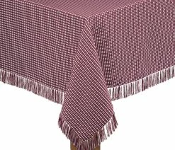Cheapest ✨ LINTEX LINENS INC Homespun Fringed 100% Cotton Tablecloth, Wine, 52"x70" 🎉