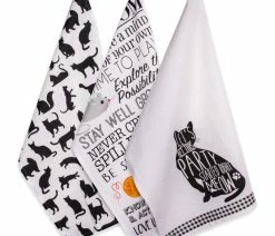 Outlet ✨ Design Imports DII Assorted Cat Printed Dishtowel, Set Of 3 ⭐