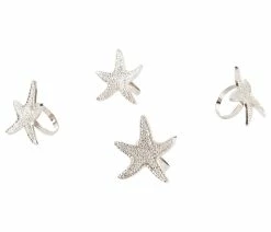 Wholesale 🛒 Fenncostyles.com Elegant Nautical Design Silver Napkin Rings, Set Of 4, Starfish 🔔