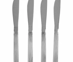 Promo 😍 HOME BASICS Eternity Mirror Finish 4-Piece Stainless Steel Dinner Knife Set, Silver 💯