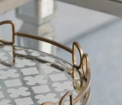 Buy 😉 A&B Home 18" Round Gold Mirrored Serving Tray With Gold Metal, 16" 😍 -Tabletop Sales Store a1c197270102fe29 8978 w800 h800 b0 p0