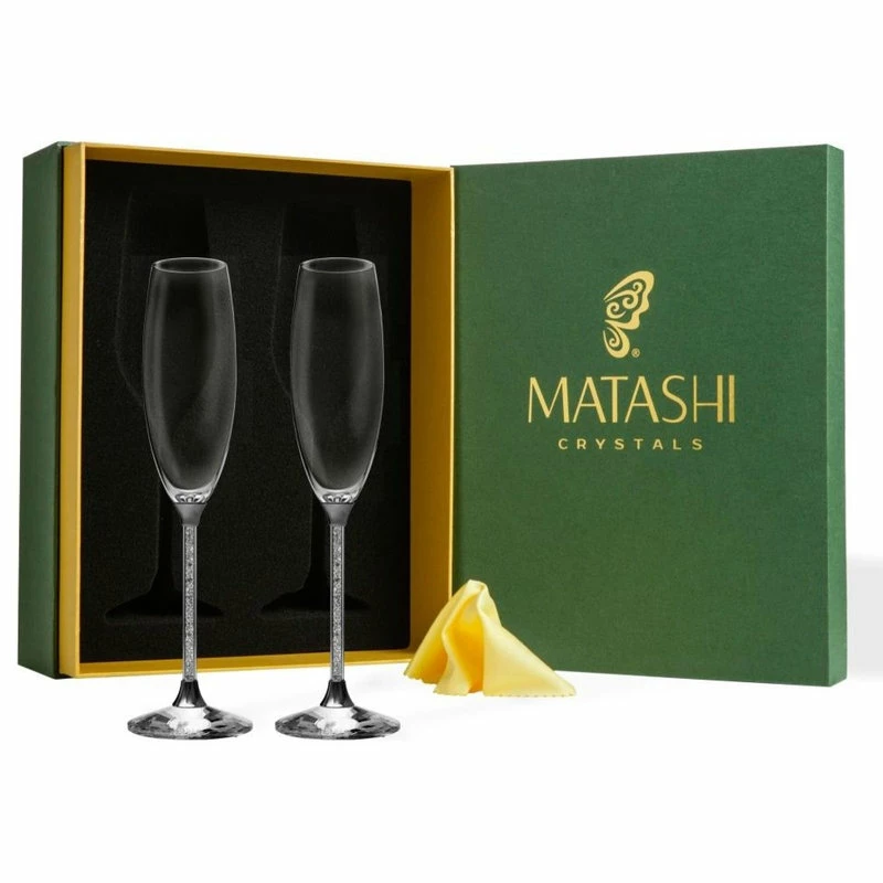 Budget ⭐ Matashi Crystals Set Of 2 - 8 Oz. Crystal Champagne Glasses Flutes W/ Elegant Crystal Filled Stem 🤩 1 Budget ⭐ Matashi Crystals Set Of 2 - 8 Oz. Crystal Champagne Glasses Flutes W/ Elegant Crystal Filled Stem 🤩