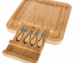 Top 10 😍 Bamboo Cheese Serving Tray With 4 Piece Cutlery Set By Classic Cuisine 🎉