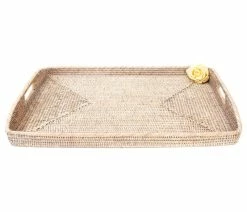 Discount 🤩 Artifacts Trading Company Artifacts Rattan Rectangular Serving/Ottoman Tray, White Wash, 28"x18" ✨ -Tabletop Sales Store a2f1f3b10d0cfa1a 0111 w800 h800 b1 p0
