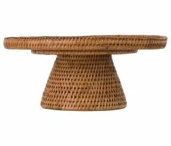 Flash Sale 🛒 KOUBOO La Jolla Rattan Cake Stand With Glass Top, Honey Brown 🧨 -Tabletop Sales Store a3e1dab20f971582 7232 w800 h800 b1 p0