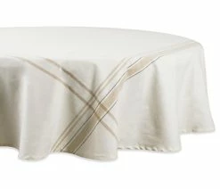 Promo ✨ Design Imports DII White Chambray French Stripe Tablecloth 70" Round 🧨