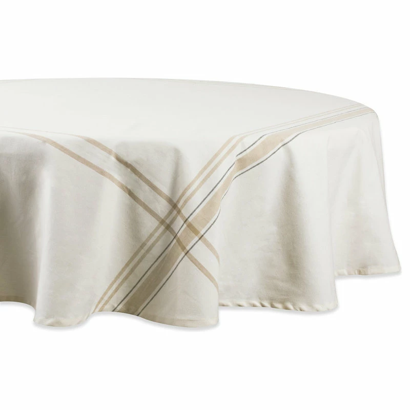 Promo ✨ Design Imports DII White Chambray French Stripe Tablecloth 70" Round 🧨 1 Promo ✨ Design Imports DII White Chambray French Stripe Tablecloth 70" Round 🧨